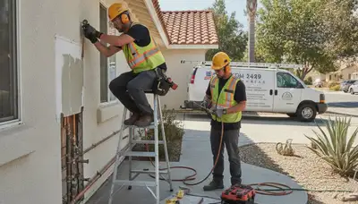 Orange, CA plumbing repair technician servicing pipes for a local plumbing business
