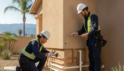 Orange, CA plumber repairing a plumbing fixture for a local home service call