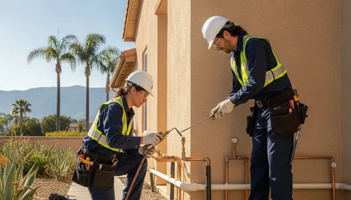 Orange, CA plumber repairing a residential pipe for a plumbing service call