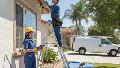 Orange, CA plumbing repair technician servicing a residential pipe leak for a local customer
