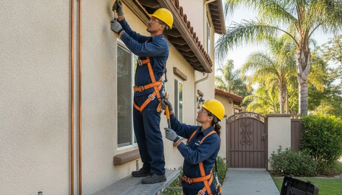 Orange, CA plumber repairing a residential pipe leak for emergency plumbing service