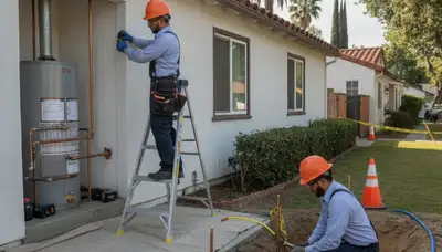 Plumber repairing a pipe in Orange, CA for Orange County CA plumbing repair service