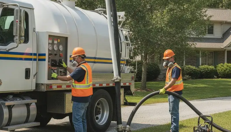 Septic pumping service truck for Orange, CA homes by On Call Plumbers