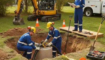 Septic repair technician serving Orange, CA homes with professional plumbing inspection and repair services