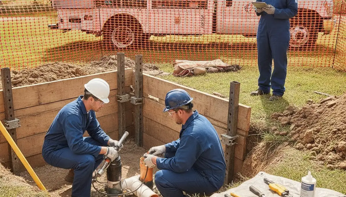 Septic repair technician servicing Orange, CA home for On Call Plumbers